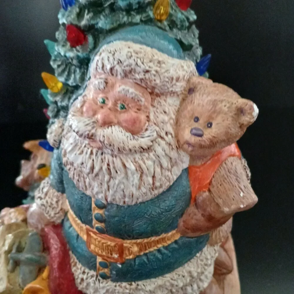 Vintage Wee Crafts Ceramic Light Up Santa & Christmas Tree Toy Bag Figurine